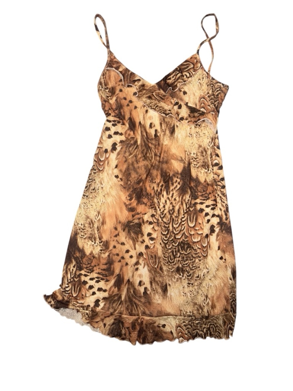 White moon Animal Print Slip Dress in Brown Tones